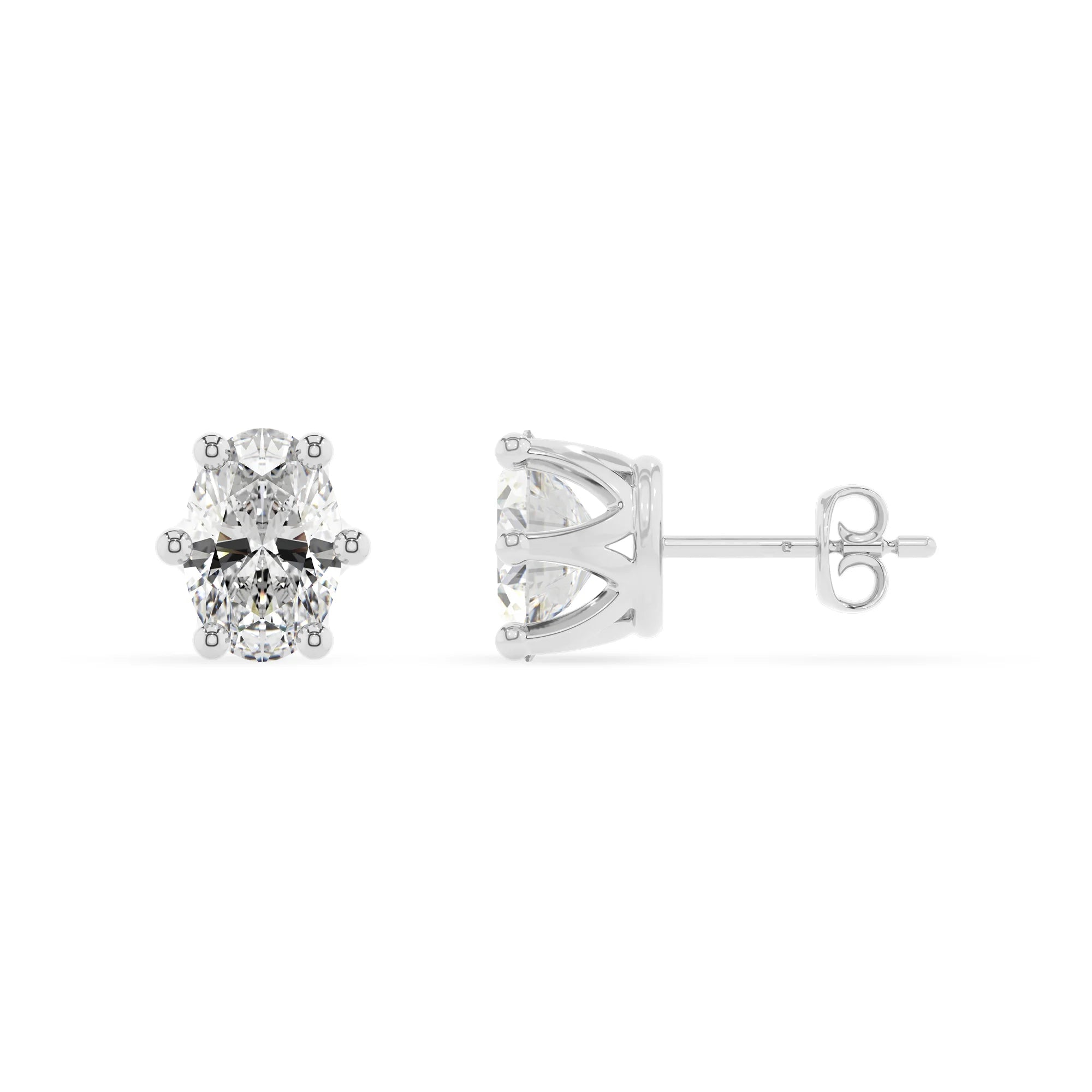 lab grown moissanite oval stud earrings in sterling silver 