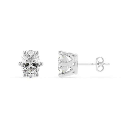 lab grown moissanite oval stud earrings in sterling silver 