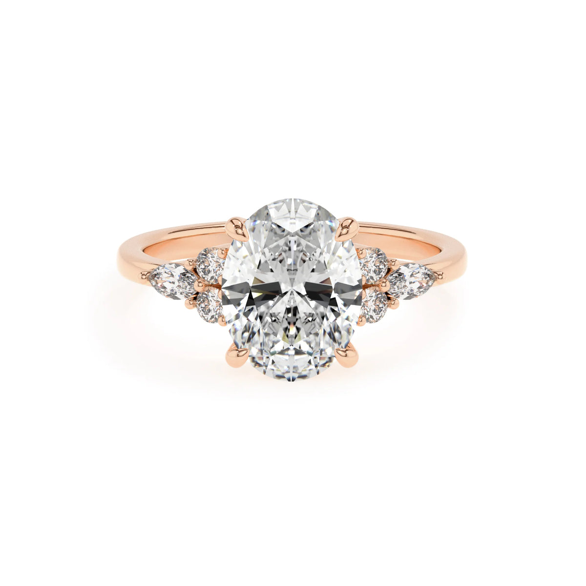 lab grown moissanite oval solitaire rings in rose gold 