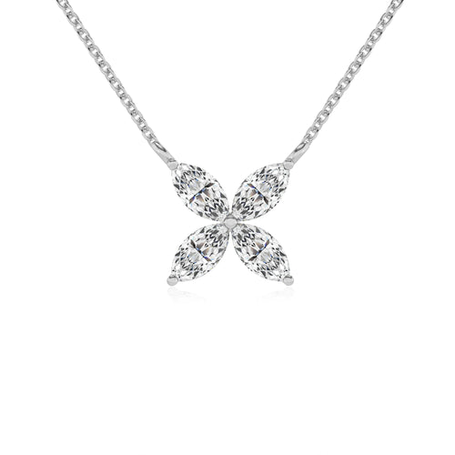 Lab Grown Moissanite Flower Pendant Necklace with 18" Chain