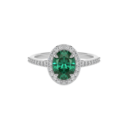 lab grown emerald oval solitaire rings in white gold 