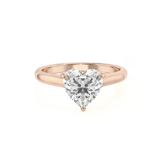 lab grown moissanite heart solitaire rings in rose gold 