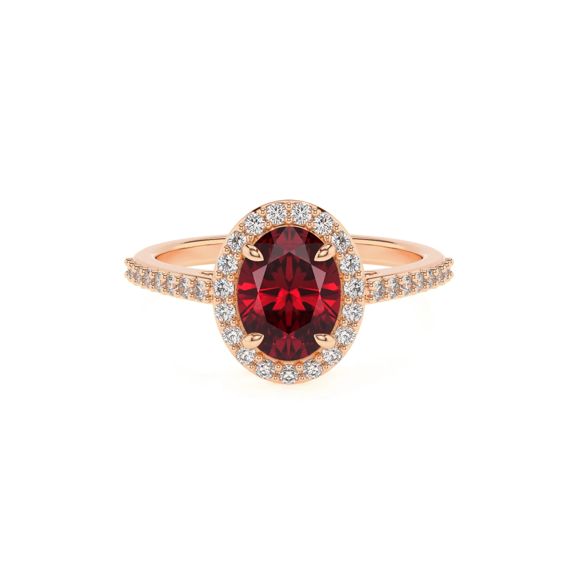 lab grown ruby oval solitaire rings in rose gold 