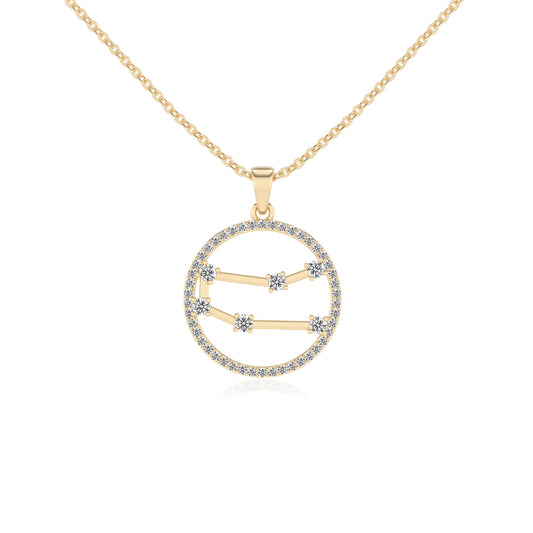 lab grown moissanite round necklaces in yellow gold 