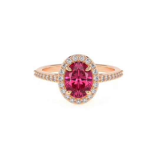 lab grown pink-tourmaline oval solitaire rings in rose gold 