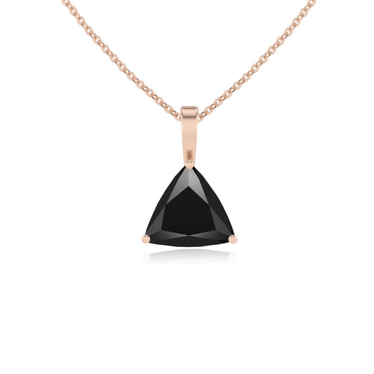 natural black-onyx trillion solitaire necklaces in rose gold 