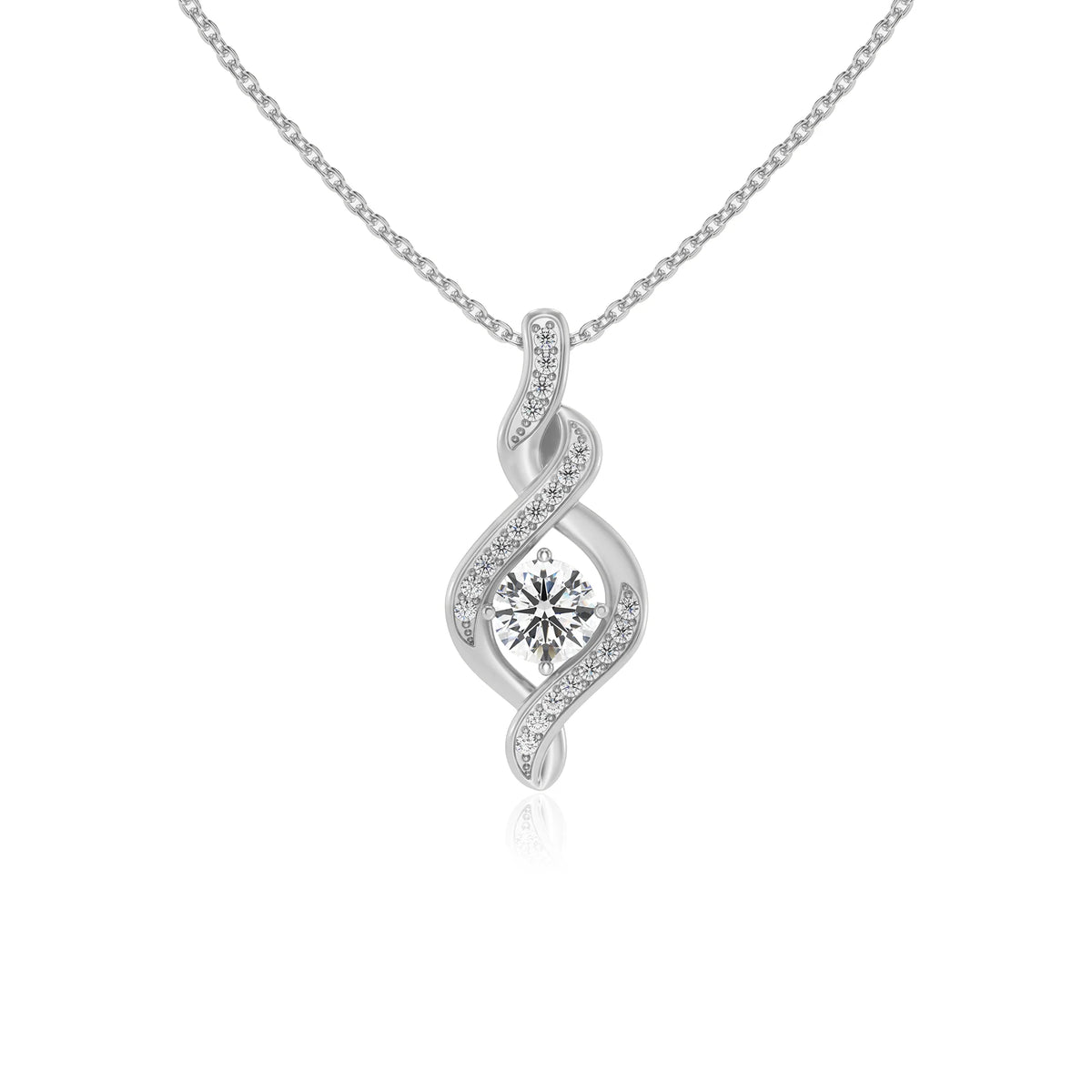 lab grown moissanite round solitaire necklaces in platinum 