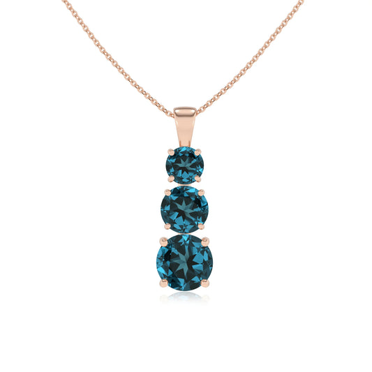 natural london-blue-topaz round bar v-bale necklaces in rose gold 