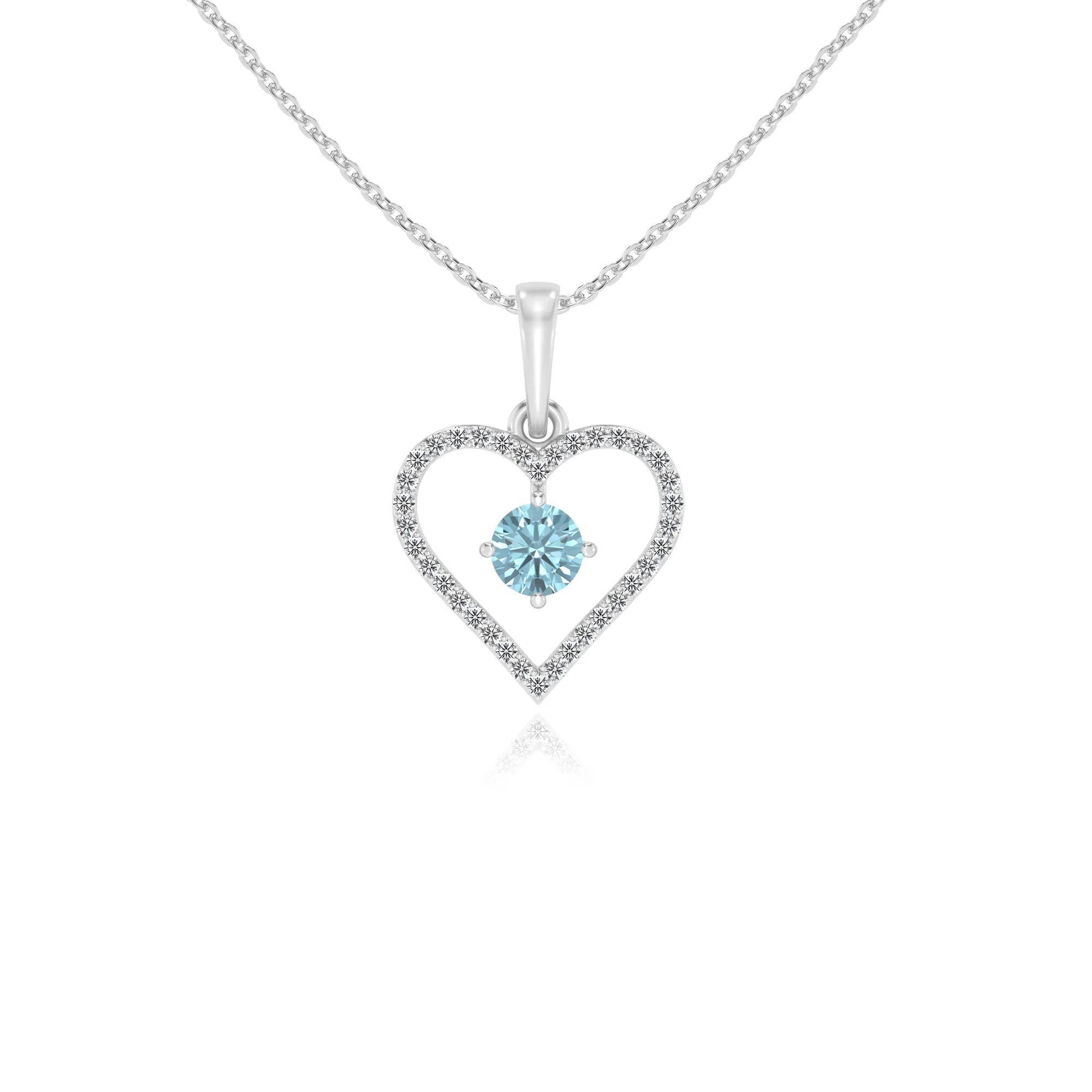 lab grown aquamarine round infinity necklaces in platinum 