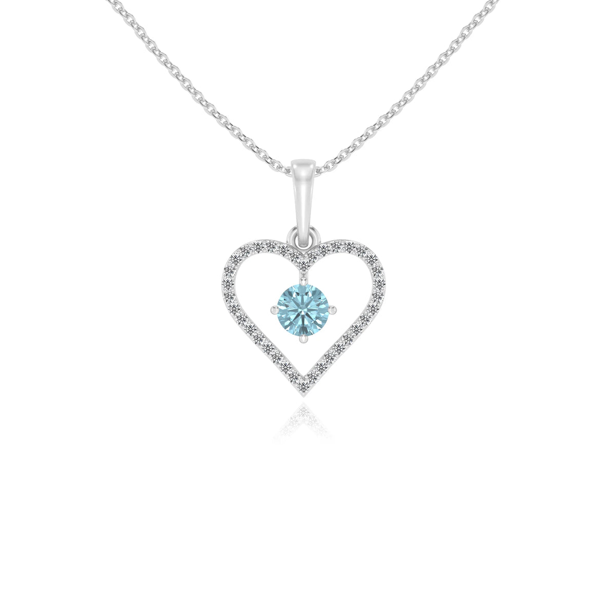 lab grown aquamarine round infinity necklaces in platinum 