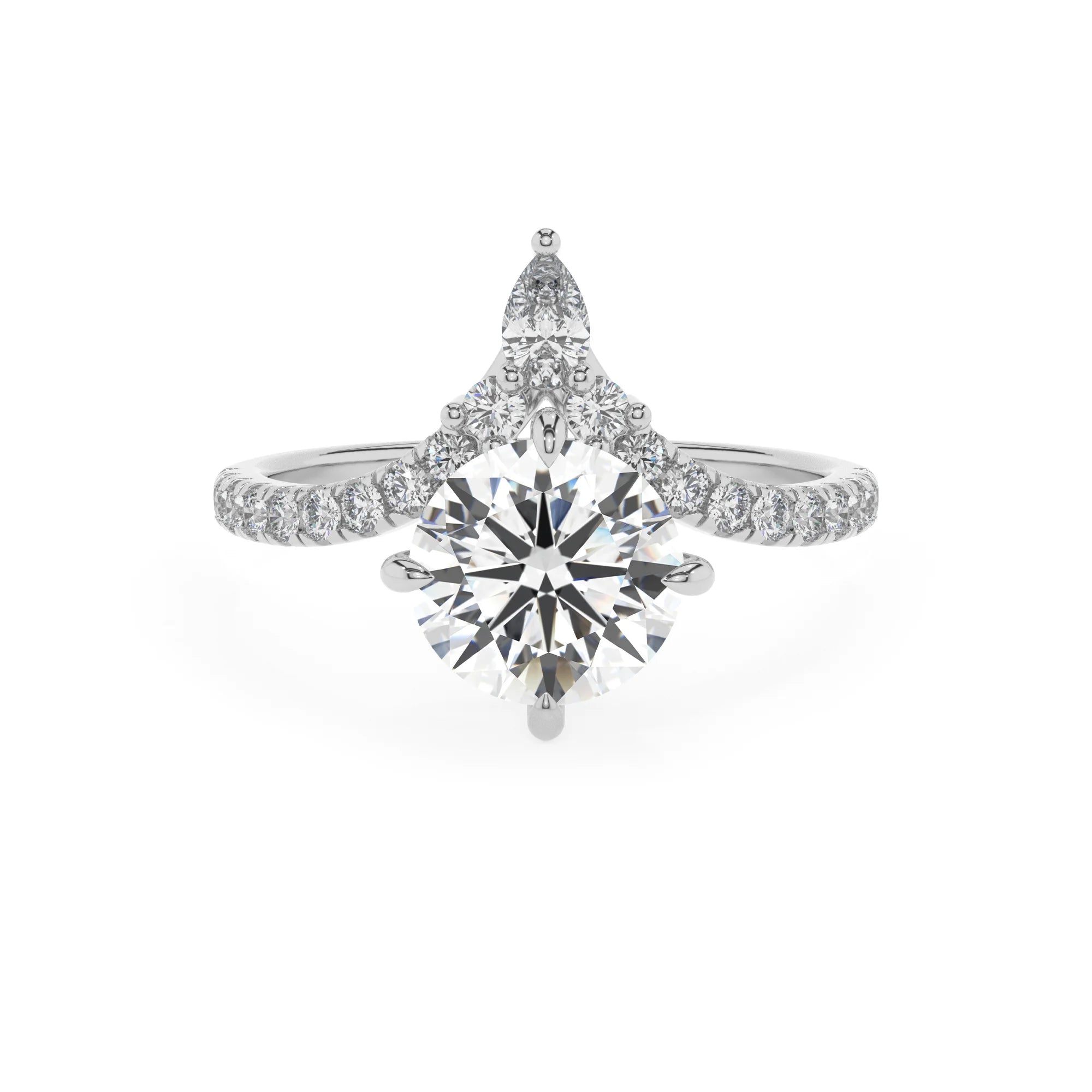 lab grown moissanite round solitaire rings in platinum 