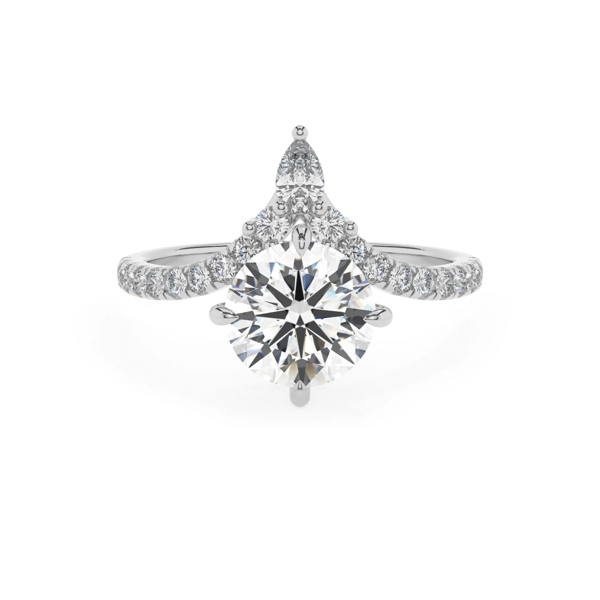 lab grown moissanite round solitaire rings in platinum 