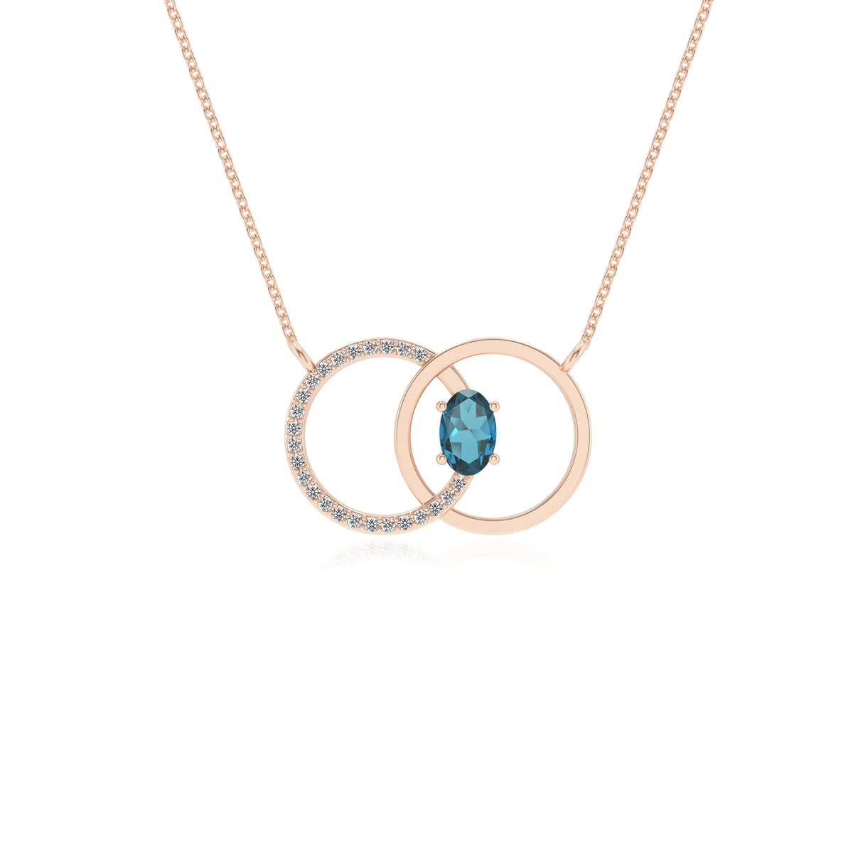 natural london blue topaz oval solitaire necklaces in rose gold 
