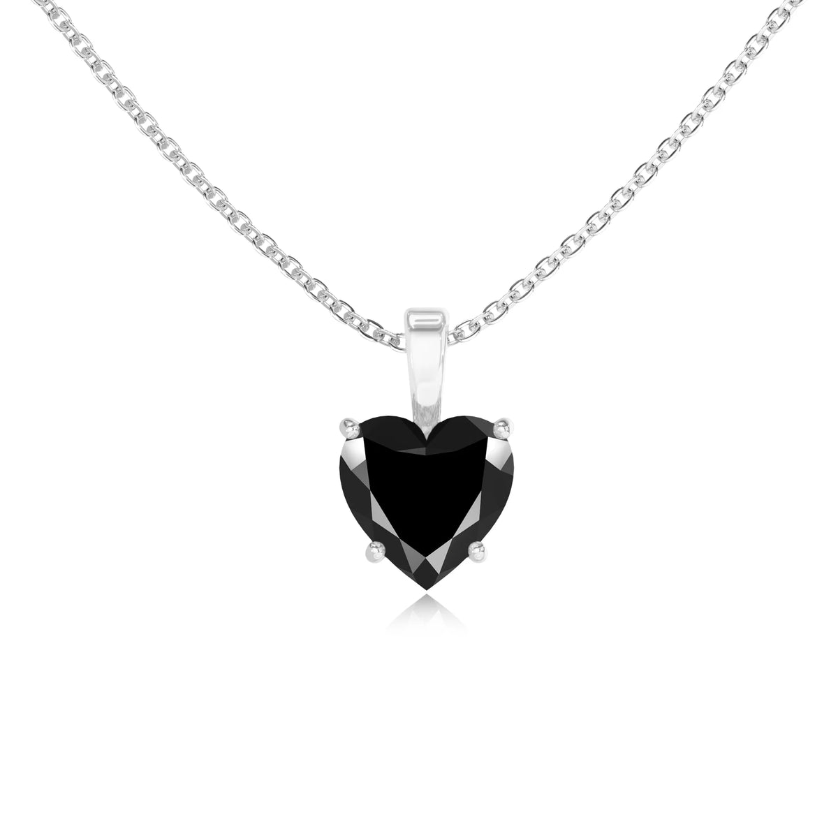 natural black-onyx heart solitaire necklaces in platinum 