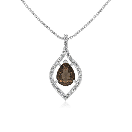 natural smoky-quartz pear infinity necklaces in platinum 