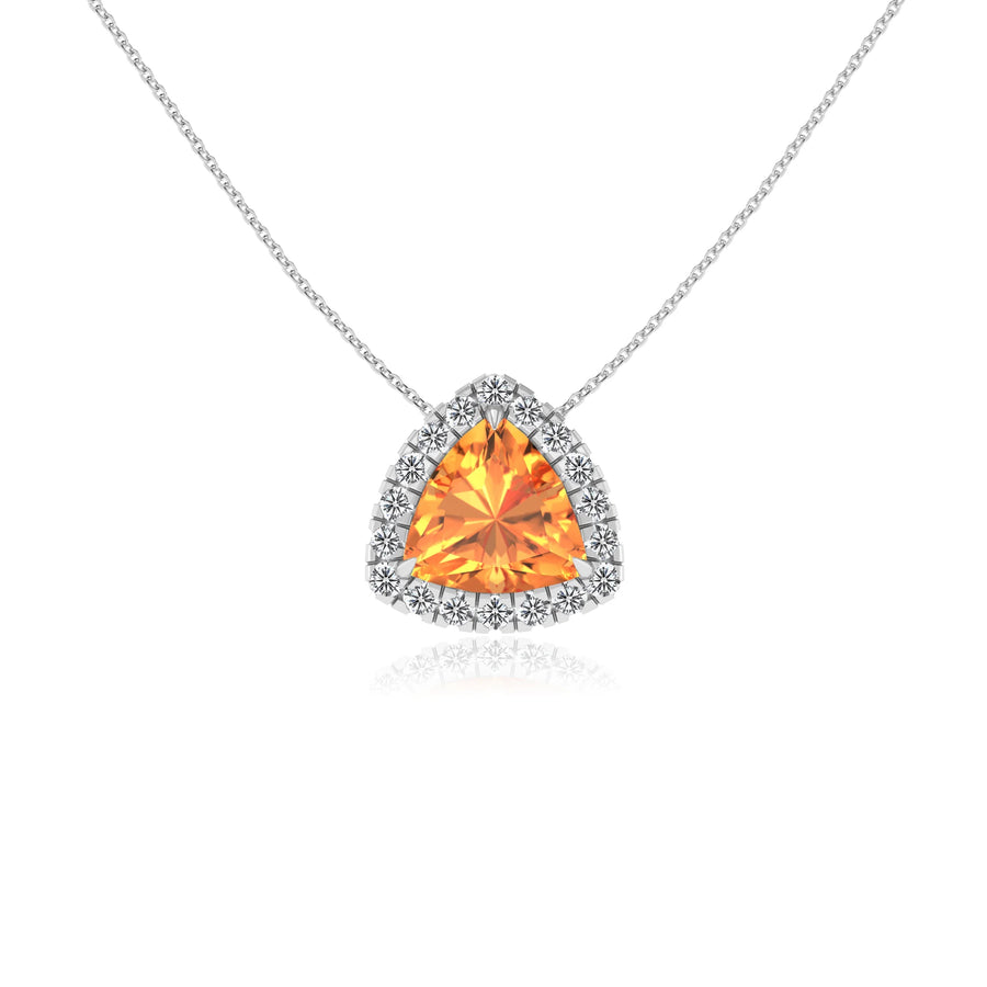 lab grown citrine trillion solitaire necklaces in sterling silver 