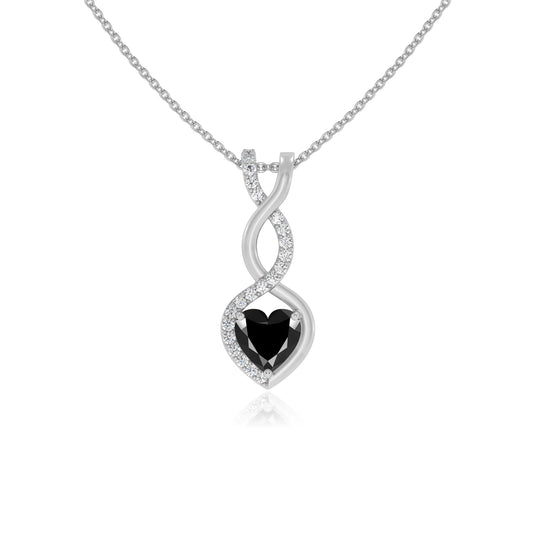 natural black-onyx heart infinity necklaces in white gold 