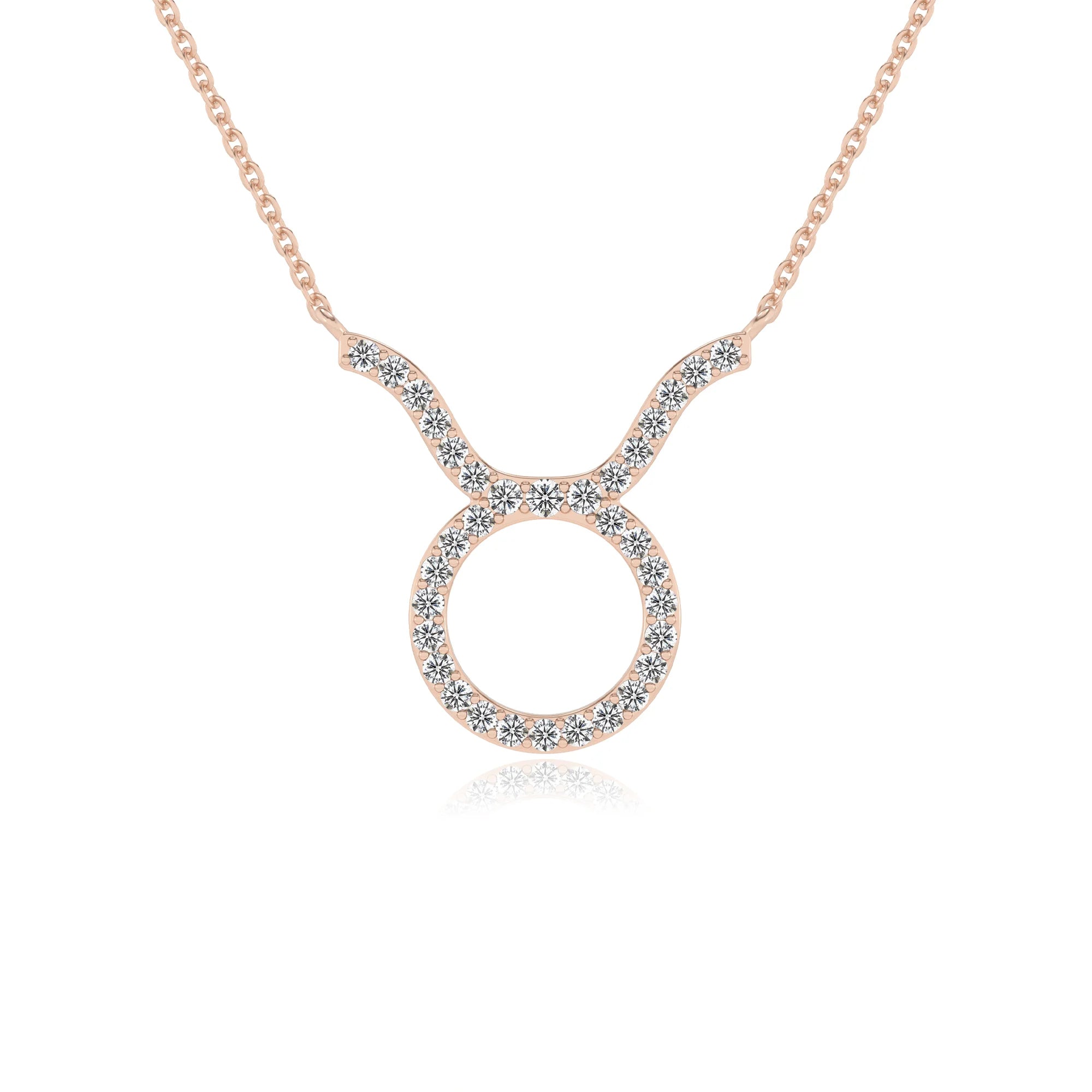 lab grown moissanite round necklaces in rose gold 