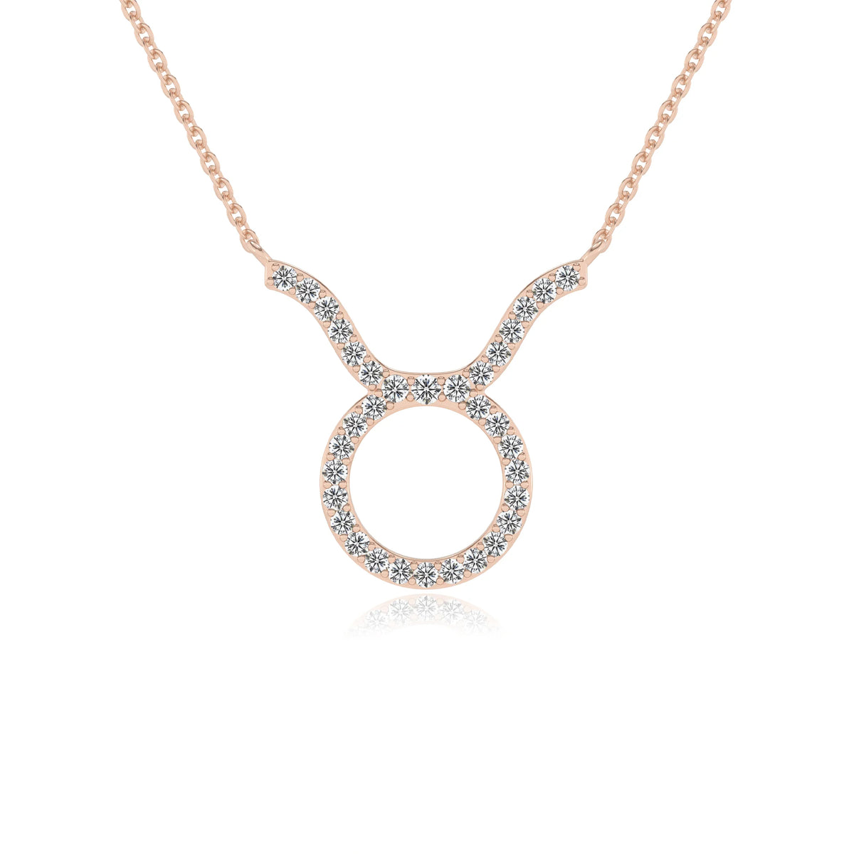 lab grown moissanite round necklaces in rose gold 