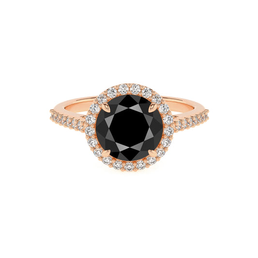 natural black-onyx round solitaire rings in rose gold 