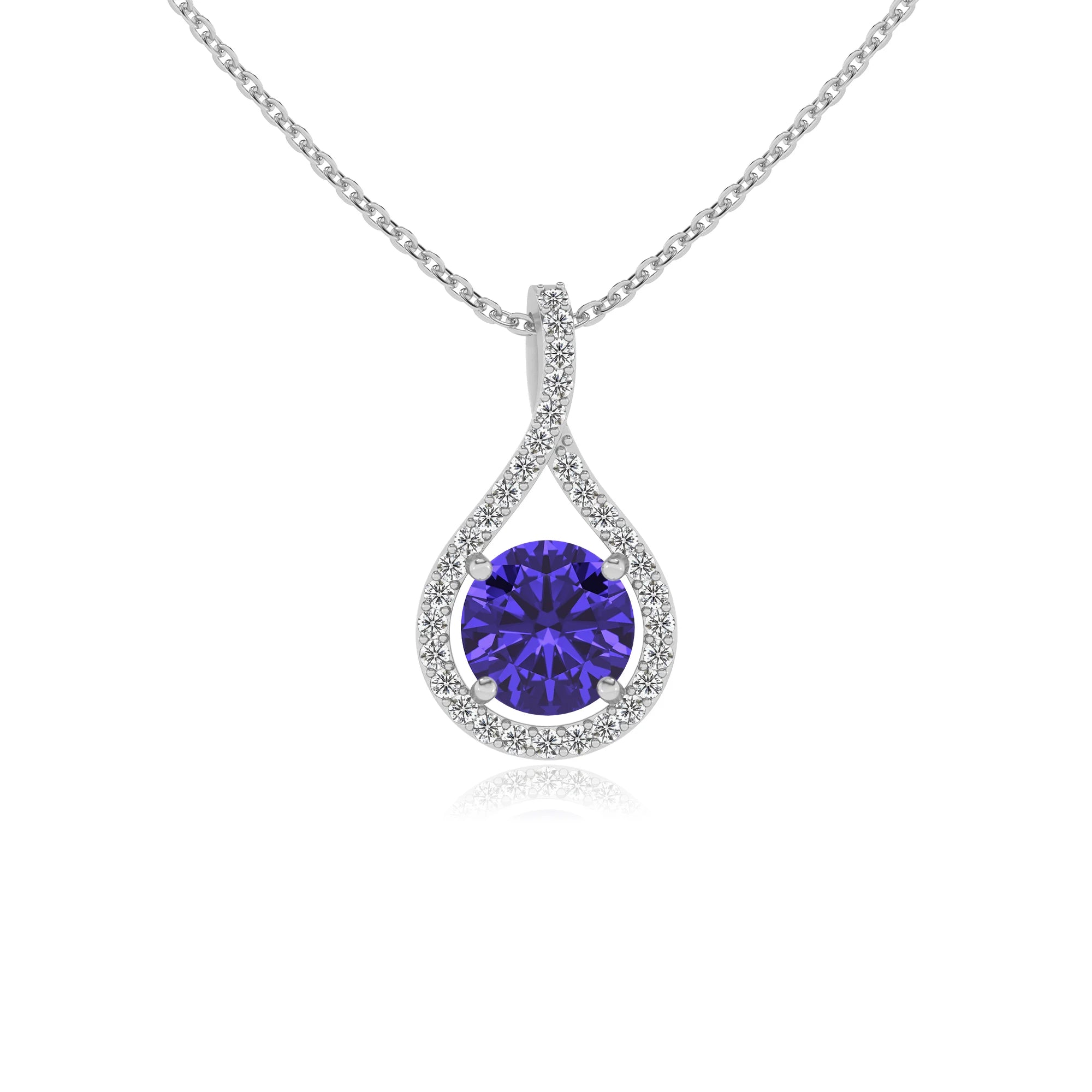 lab grown tanzanite round solitaire necklaces in sterling silver 
