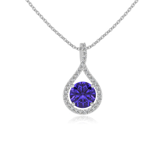 lab grown tanzanite round solitaire necklaces in sterling silver 