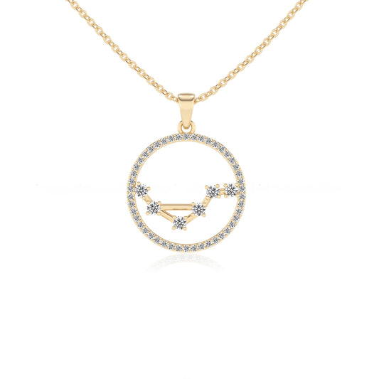 lab grown moissanite round necklaces in yellow gold 