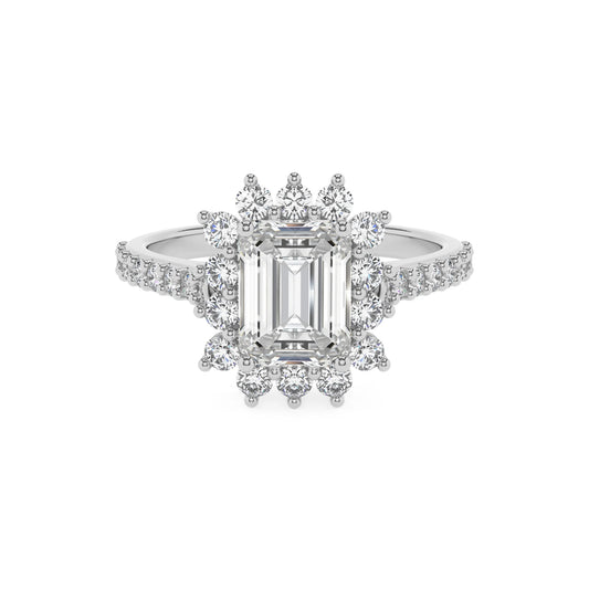 lab grown moissanite emerald cut solitaire rings in sterling silver 
