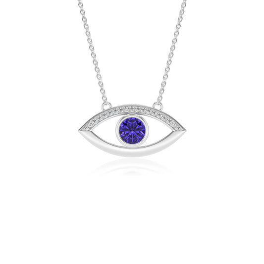 lab grown tanzanite round solitaire necklaces in platinum 