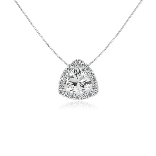 lab grown moissanite trillion solitaire necklaces in platinum 
