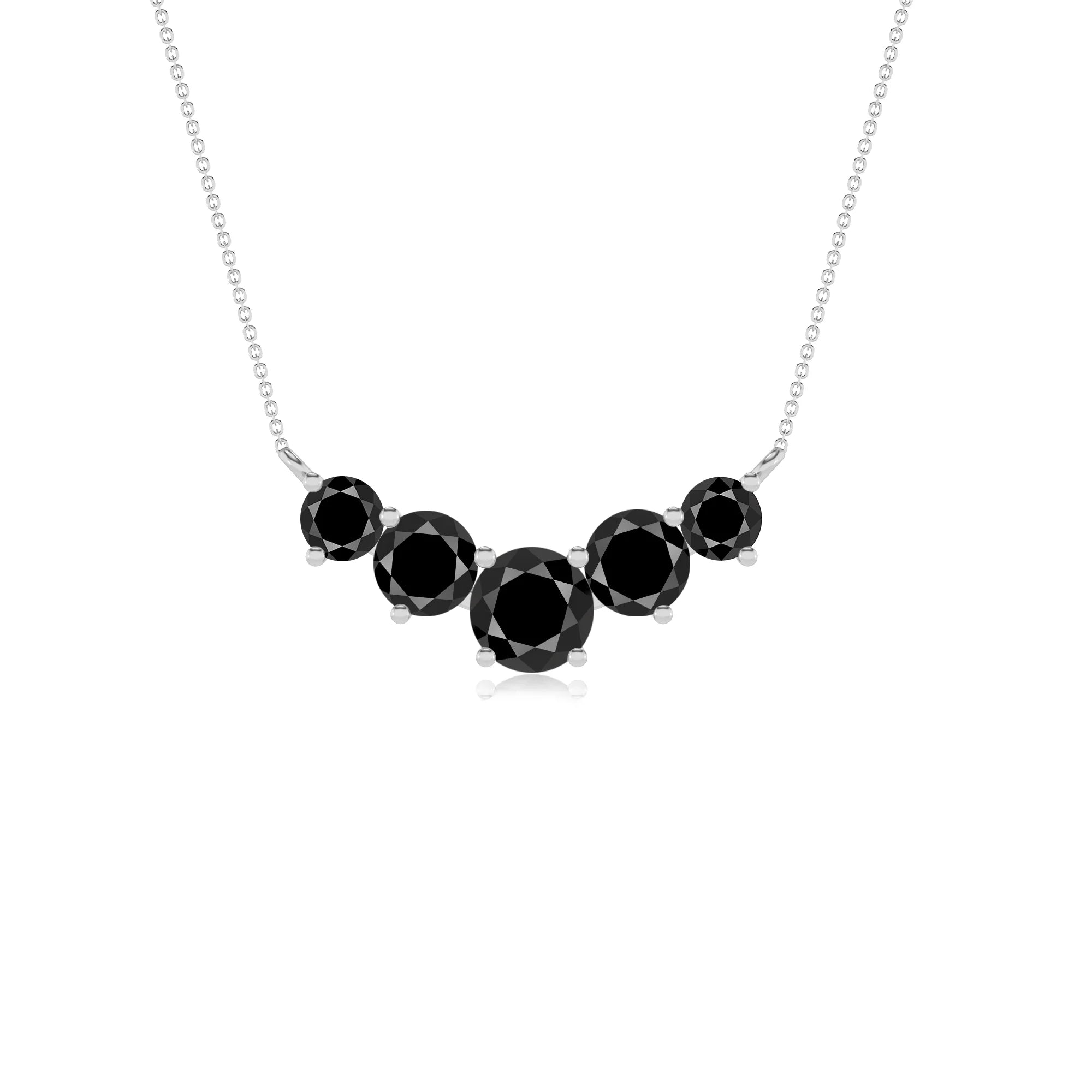 natural black-onyx round bar necklaces in sterling silver 