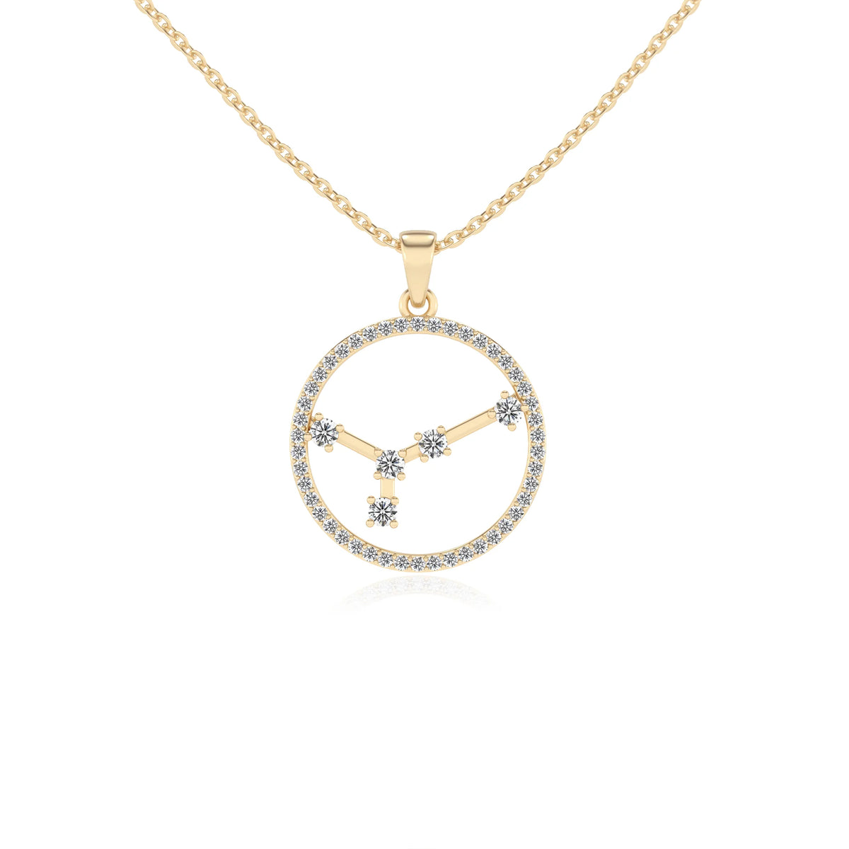lab grown moissanite round necklaces in yellow gold 