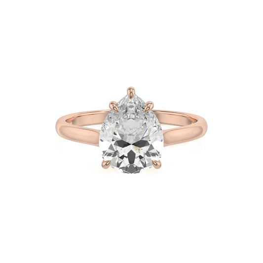 lab grown moissanite pear solitaire rings in rose gold 