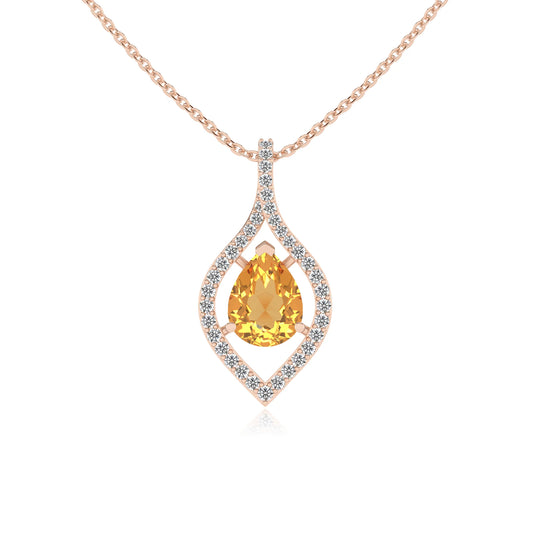 lab grown citrine pear infinity necklaces in rose gold 