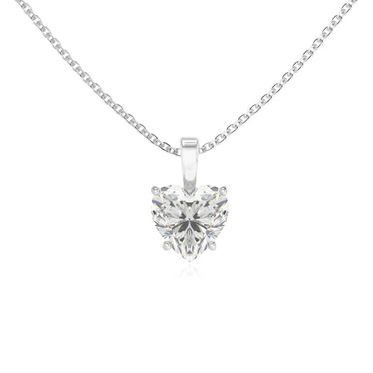 lab grown moissanite heart solitaire necklaces in sterling silver 