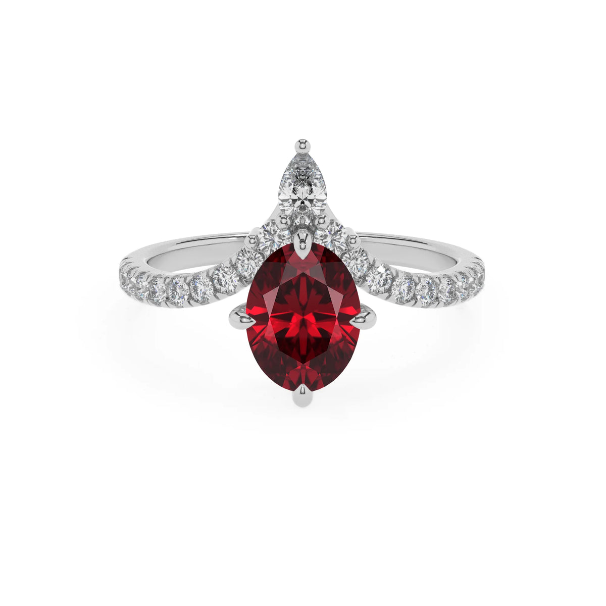 lab grown ruby oval solitaire rings in white gold 