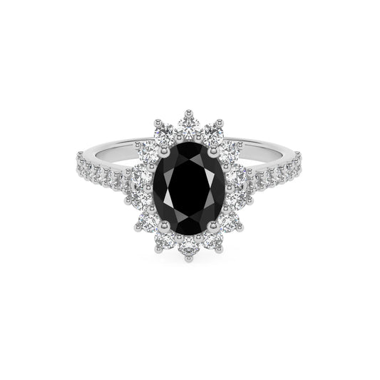 natural black-onyx oval solitaire rings in platinum 