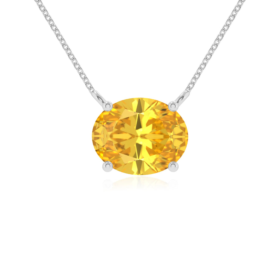 lab grown yellow-sapphire oval solitaire necklaces in platinum 
