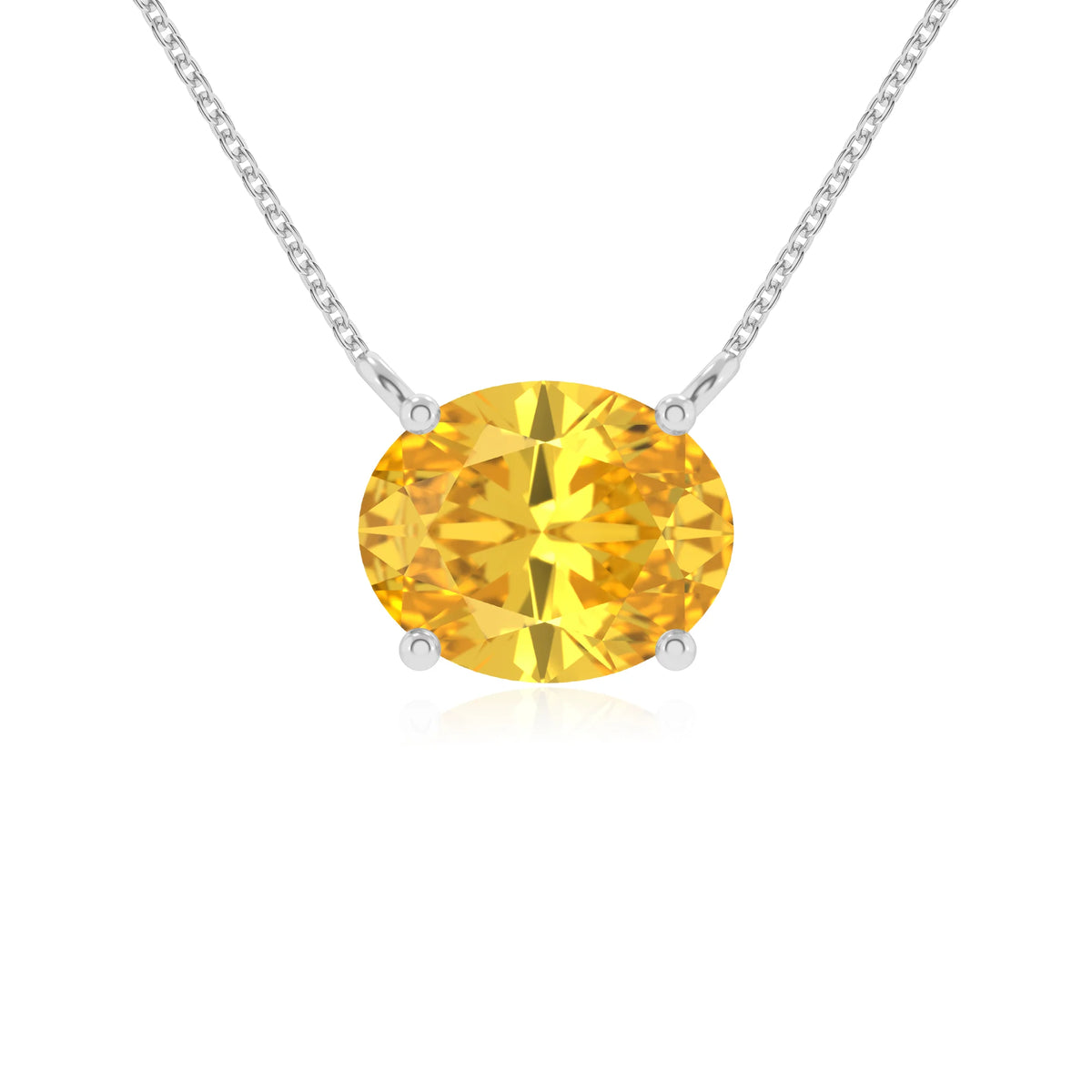 lab grown yellow-sapphire oval solitaire necklaces in platinum 