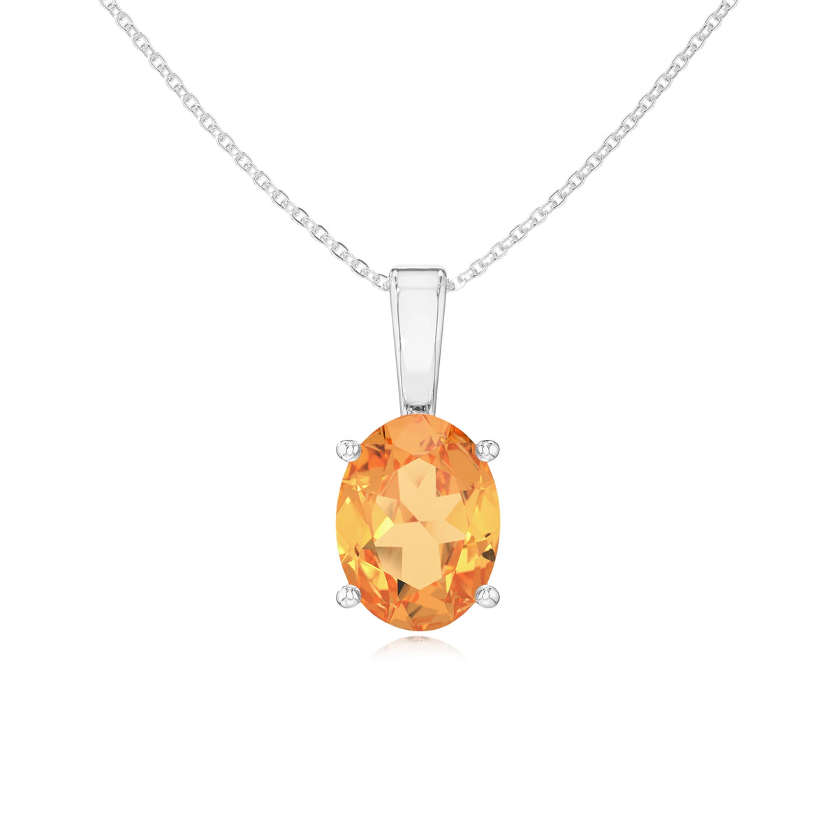 lab grown citrine oval solitaire necklaces in sterling silver 