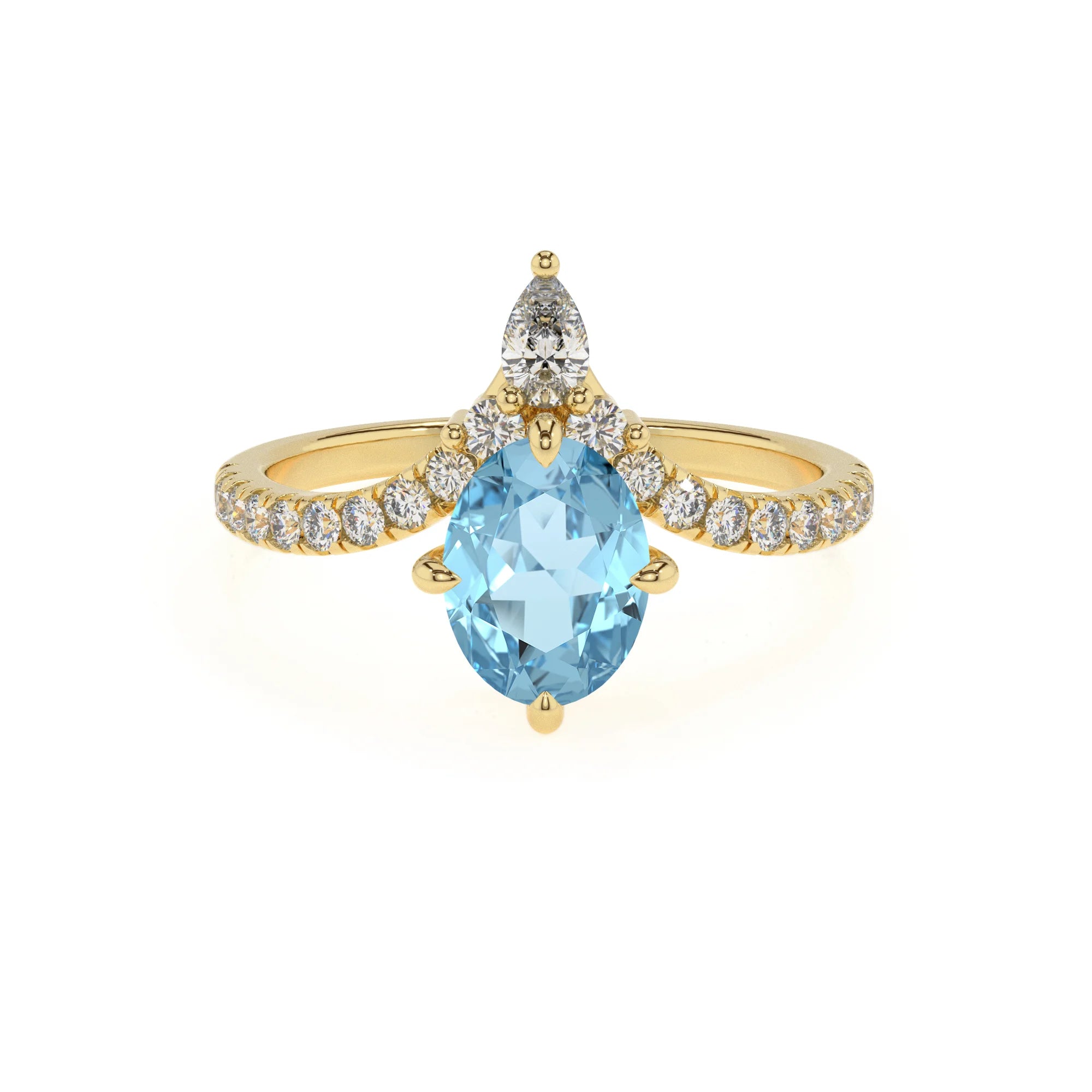 lab grown aquamarine oval solitaire rings in yellow gold 