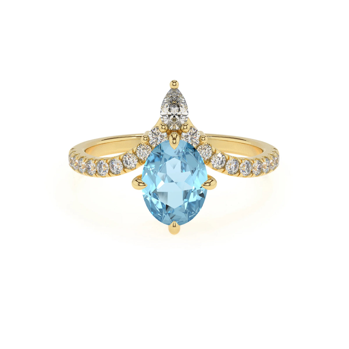 lab grown aquamarine oval solitaire rings in yellow gold 