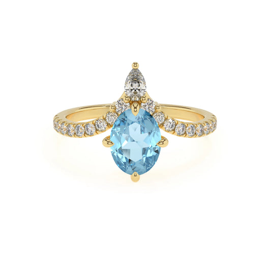 lab grown aquamarine oval solitaire rings in yellow gold 