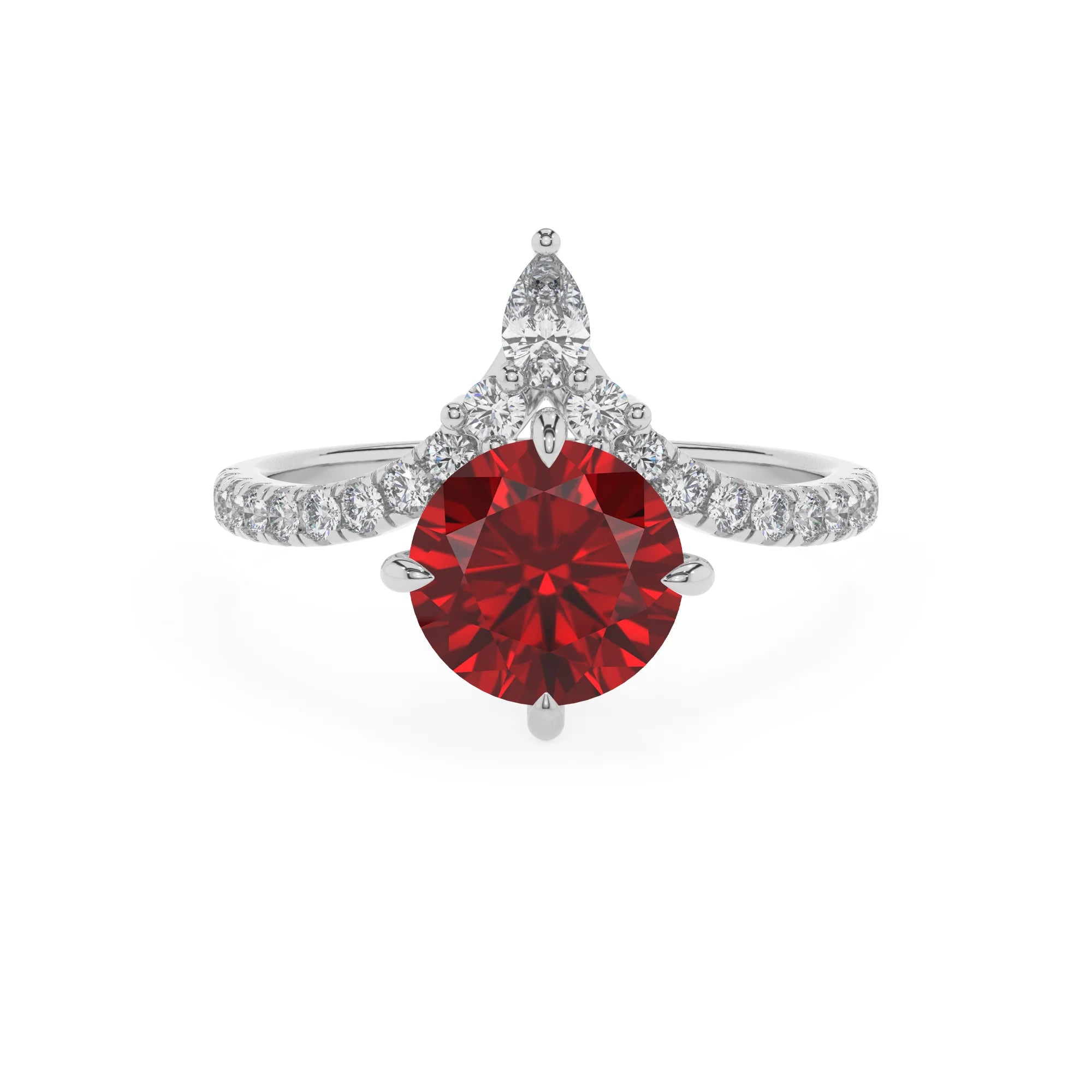 lab grown ruby round solitaire rings in white gold 