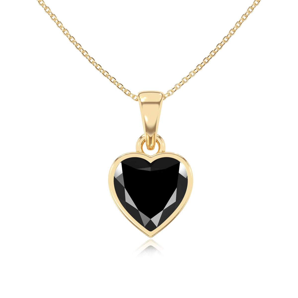 natural black-onyx heart solitaire necklaces in yellow gold 