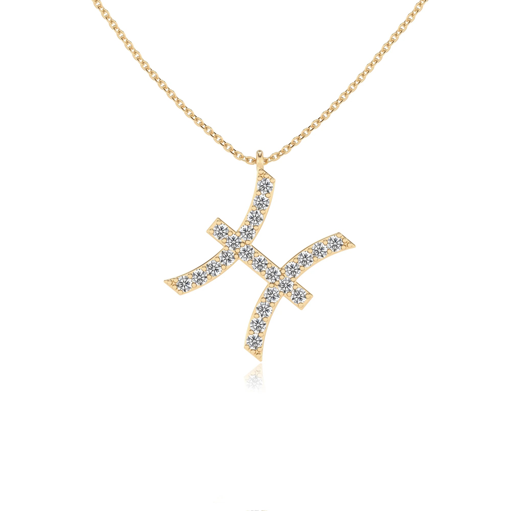 lab grown moissanite round necklaces in yellow gold 