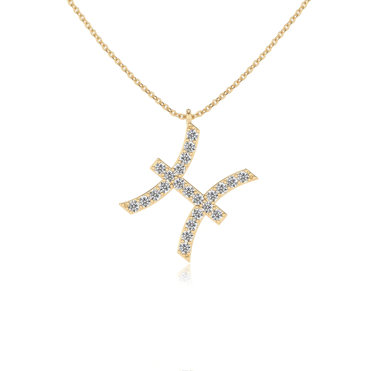 lab grown moissanite round necklaces in yellow gold 