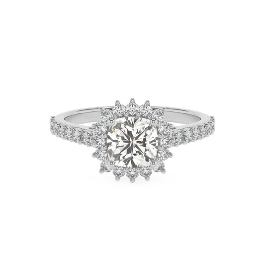 lab grown moissanite cushion solitaire rings in platinum 