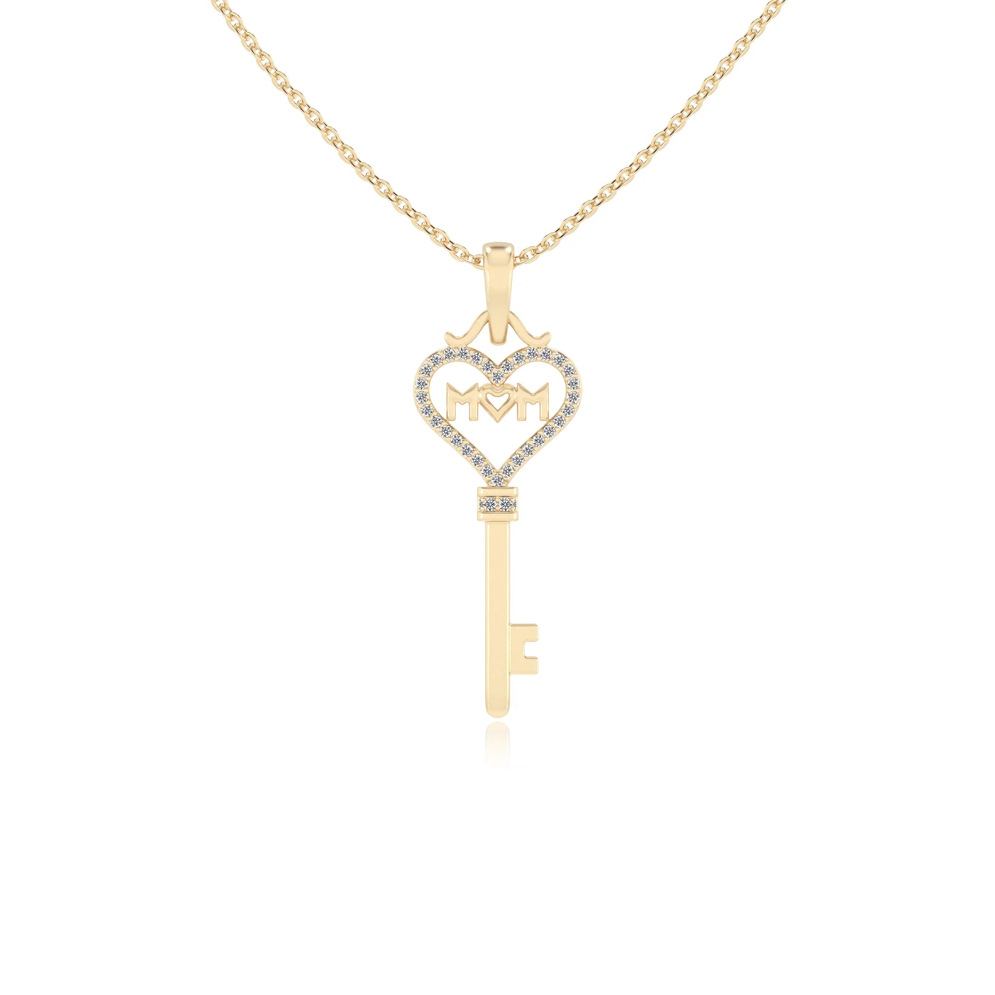 lab grown moissanite round necklaces in yellow gold 