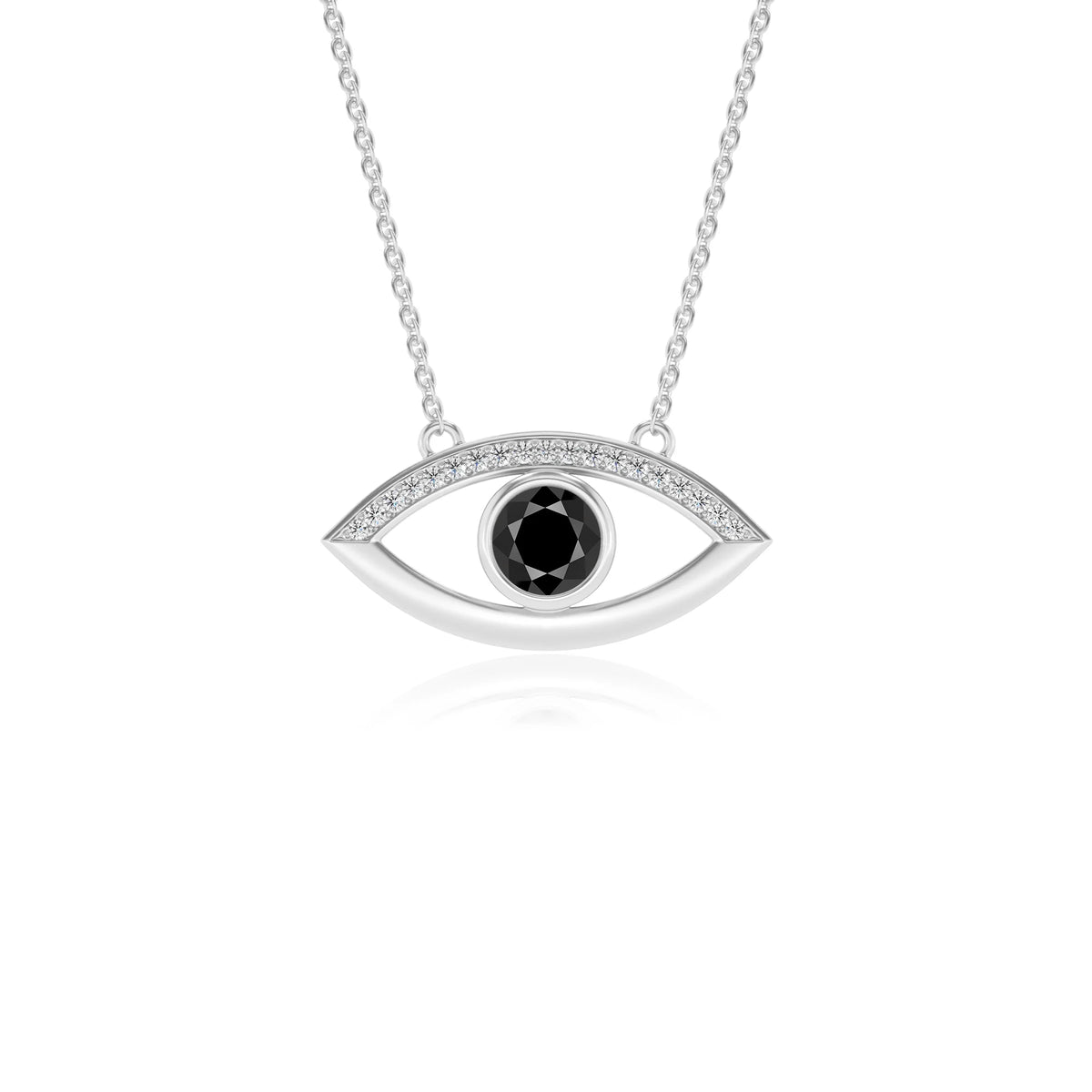natural black-onyx round solitaire necklaces in white gold 